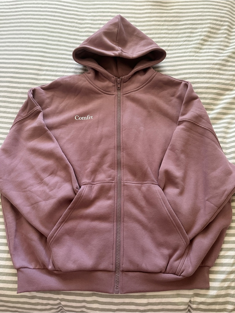 Comfort Zip-Up Hoodie in Mauve for Women